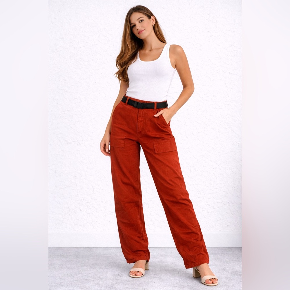 Zara Women's Terracotta Wide Leg Pants